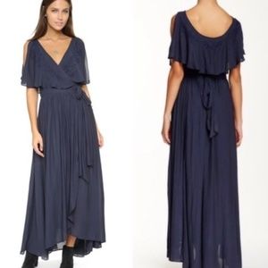 Free People Fiona Wrap Dress Navy